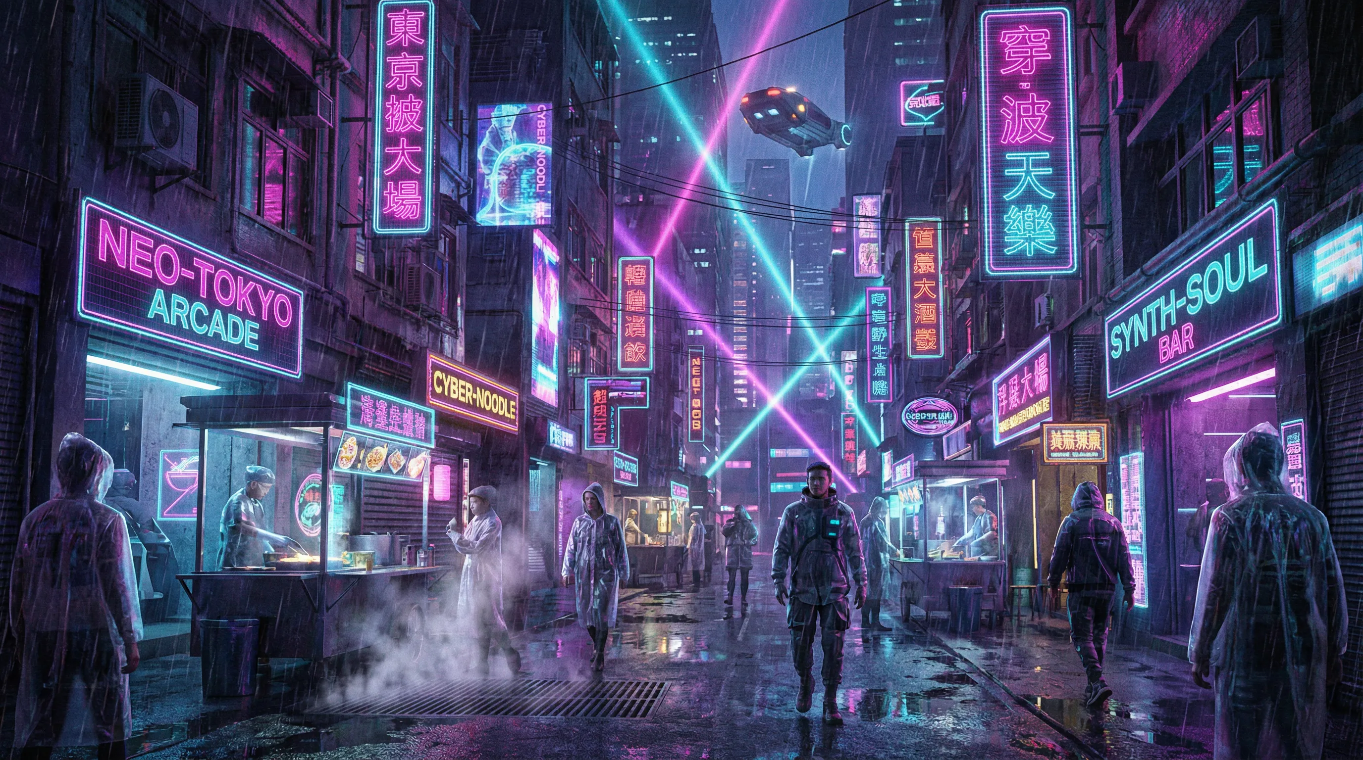 澳门百家乐赛博朋克霓虹街道夜景